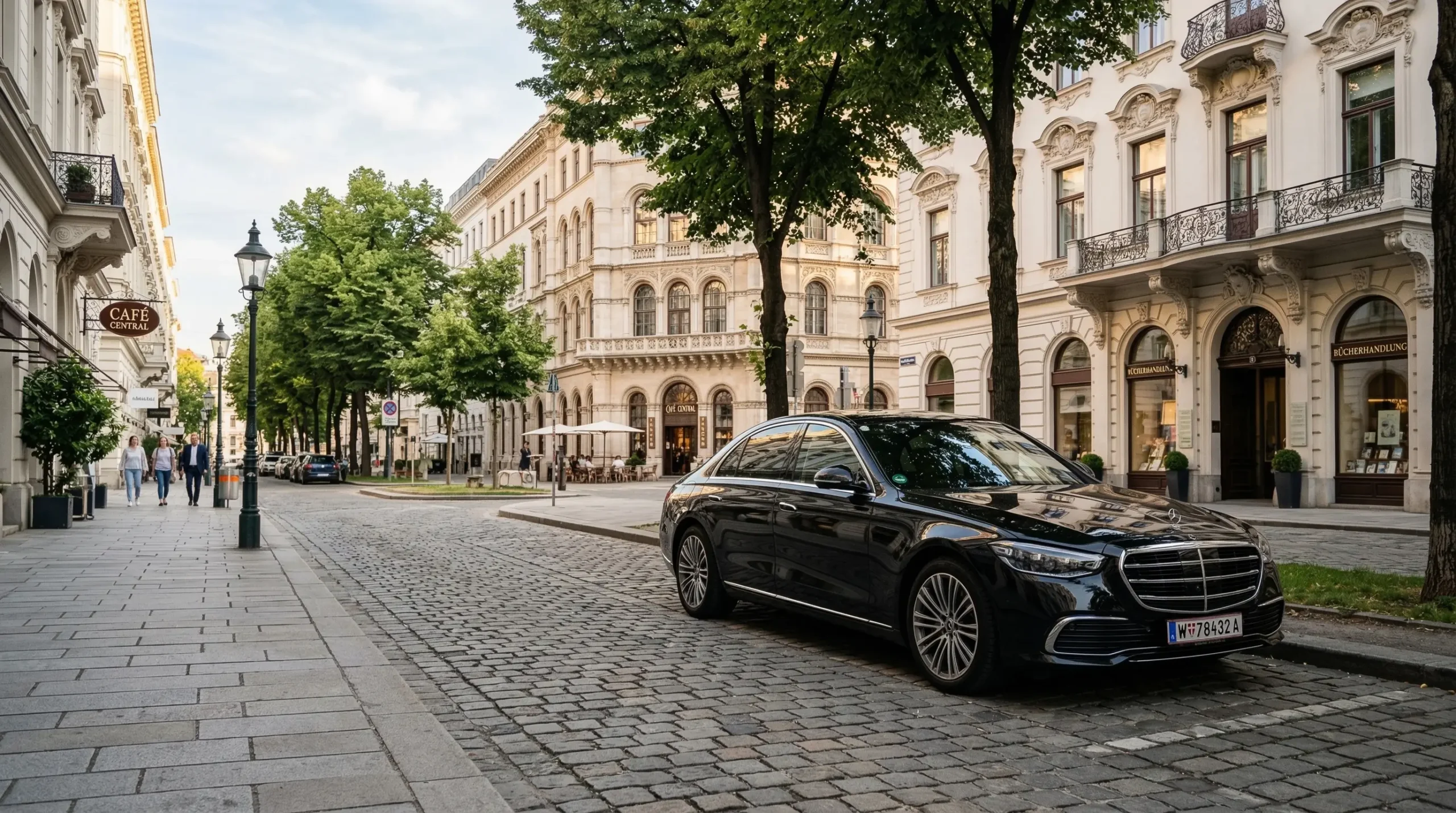 Professioneller Privatfahrer Wien am Steuer einer gepflegten Mercedes Limousine