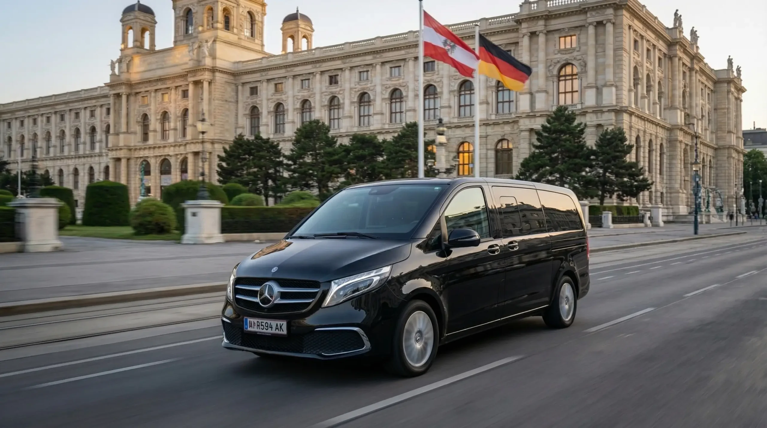 Geräumiger Innenraum des Mercedes V-Klasse Shuttle Service Wien